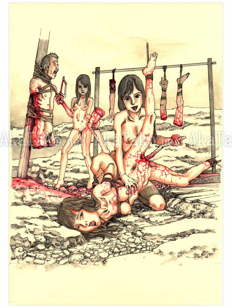 Shintaro Kago Original Painting Torture Girls