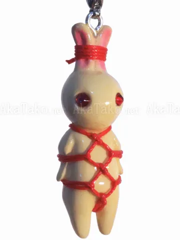 White Bunny Red Karada Kinbaku Charm front