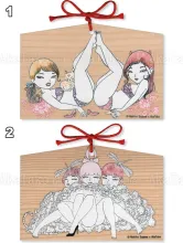 Makiko Sugawa Ema Wish Plaque TOP - Reading with Cat, BOTTOM - Long Autumn Night