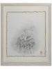 Fuco Ueda Chrysanthemum and Double Headed Snake Original Drawing - framed